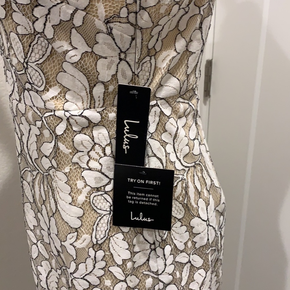NWT Lulus Delicate Darling Beige Lace Dress - Picture 8 of 10